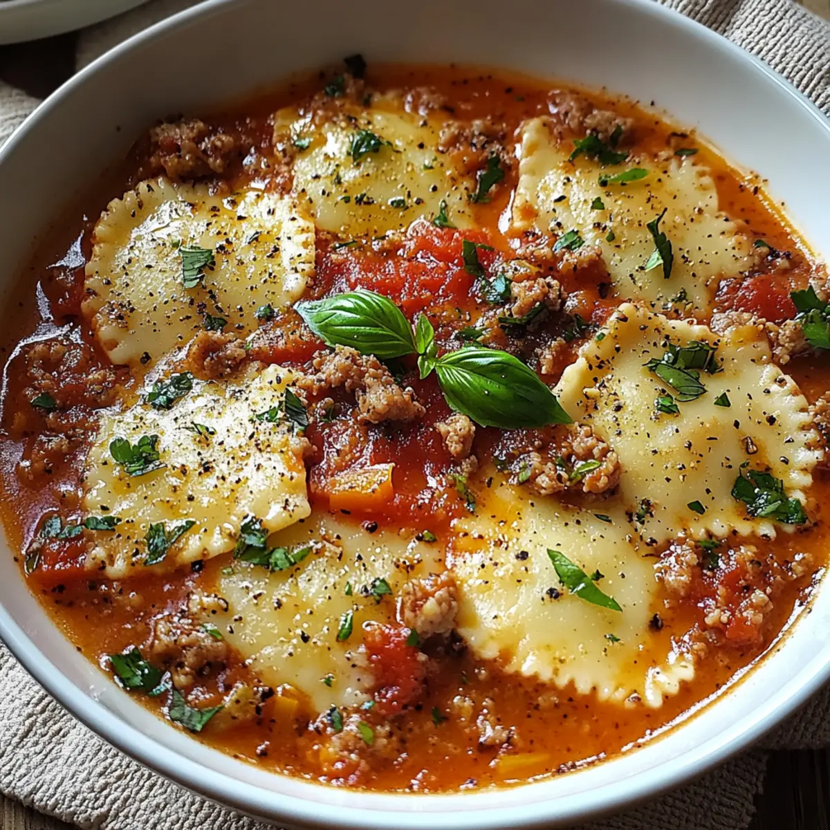 Hearty Cheesy Italian Lasagna Soup with Savory Herbs