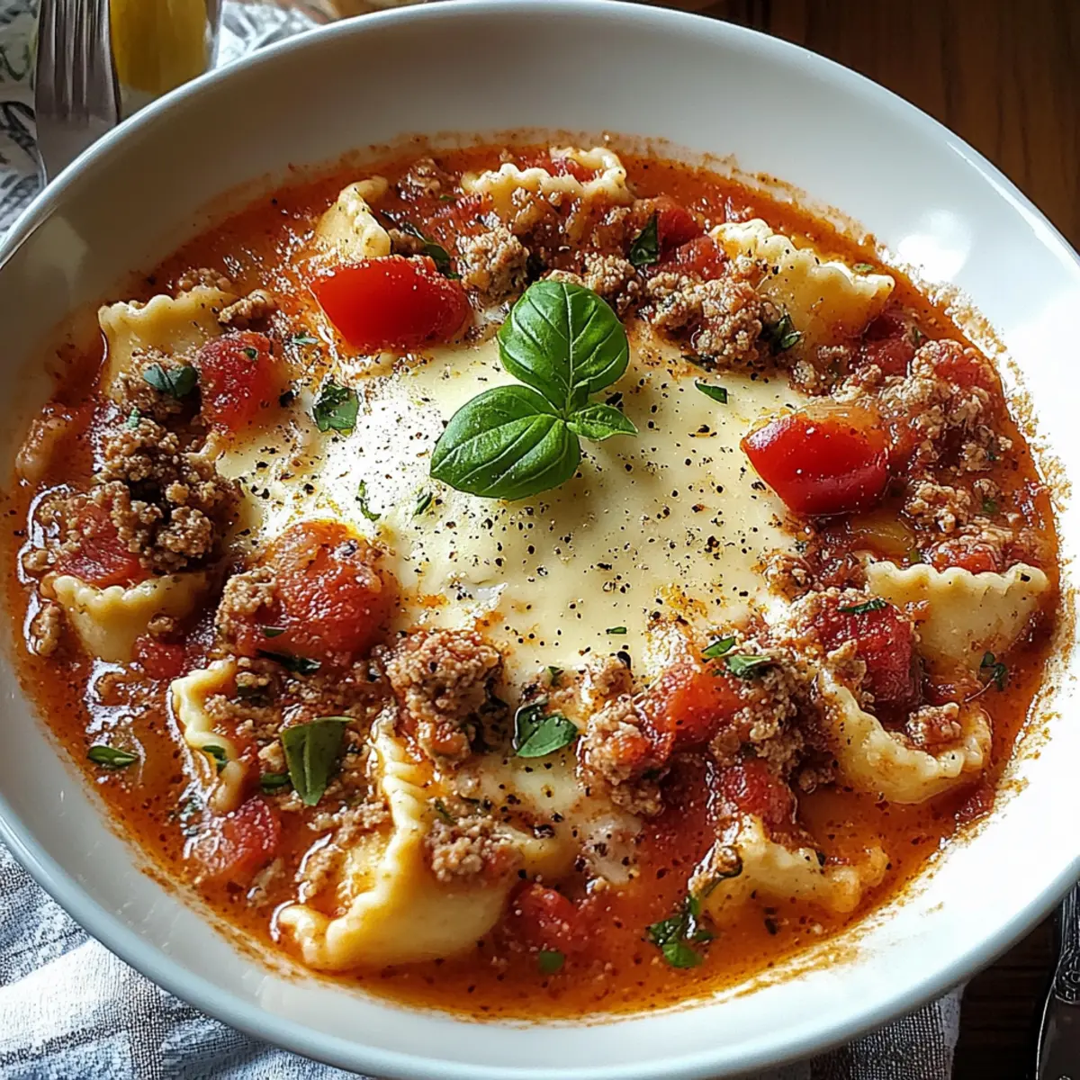 Hearty Cheesy Italian Lasagna Soup with Savory Herbs