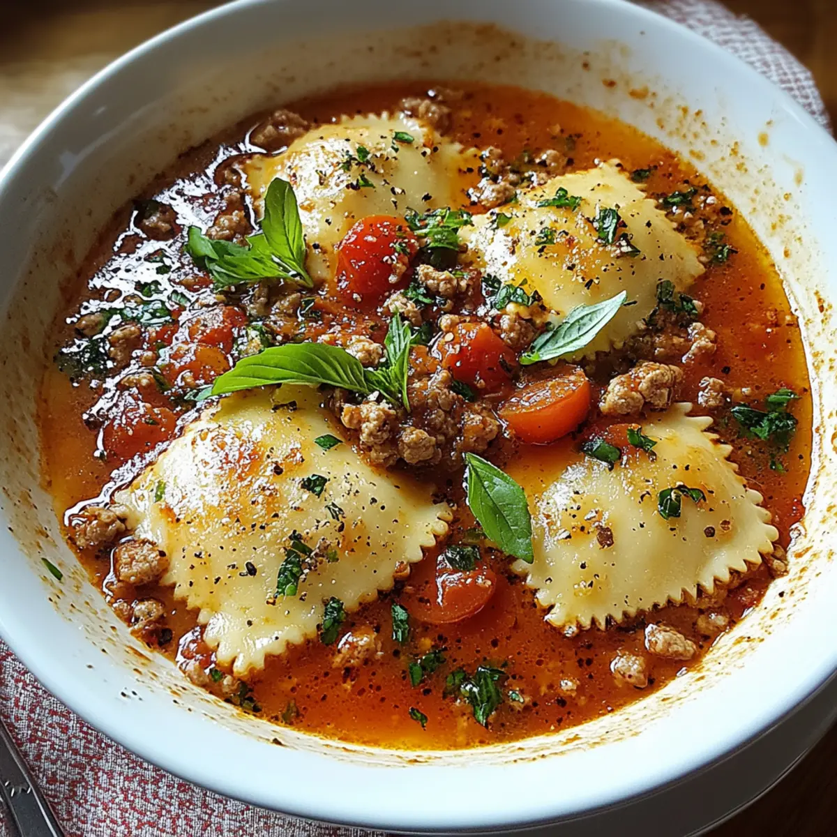 Hearty Cheesy Italian Lasagna Soup with Savory Herbs