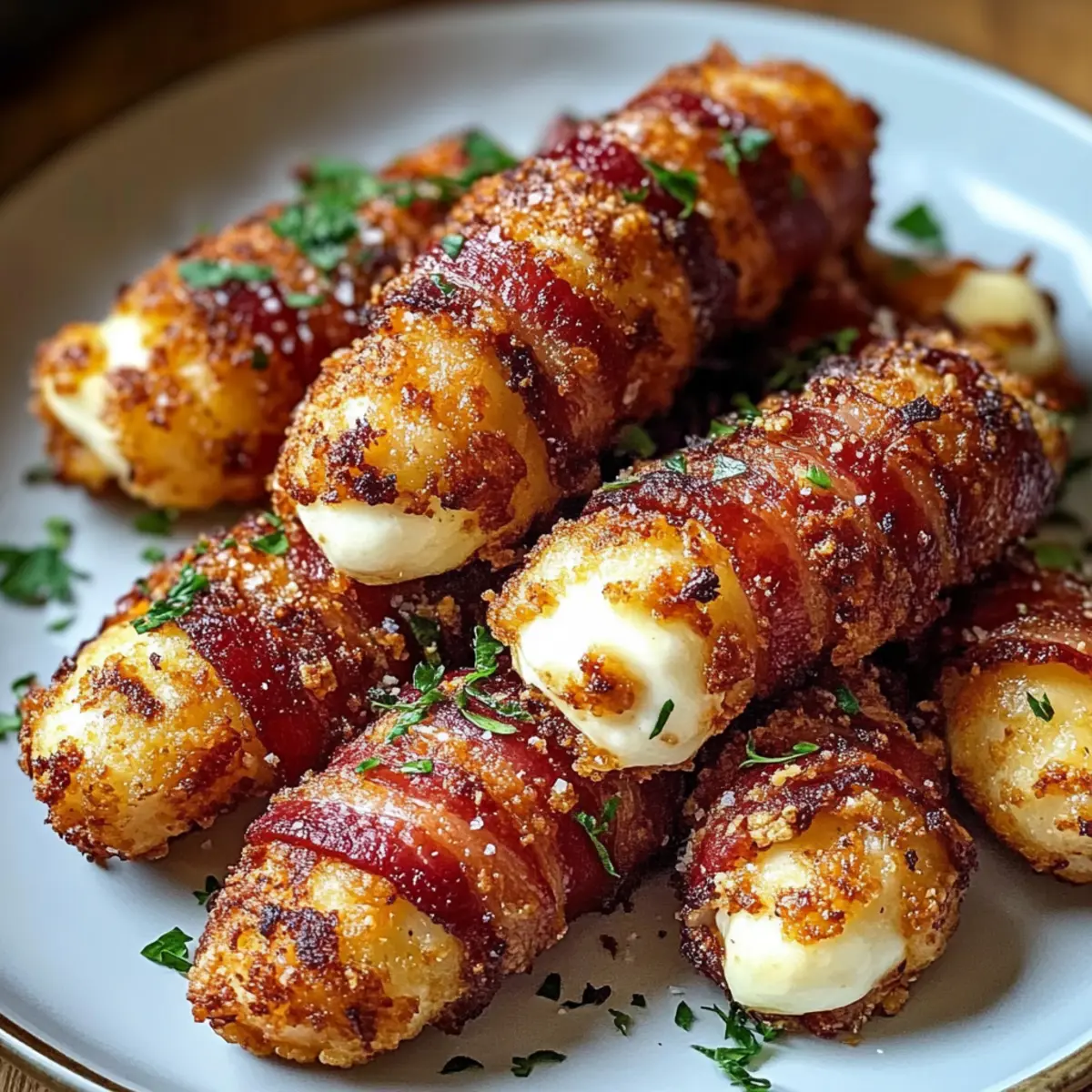 Low Carb Nashville Hot Bacon Wrapped Mozzarella Sticks