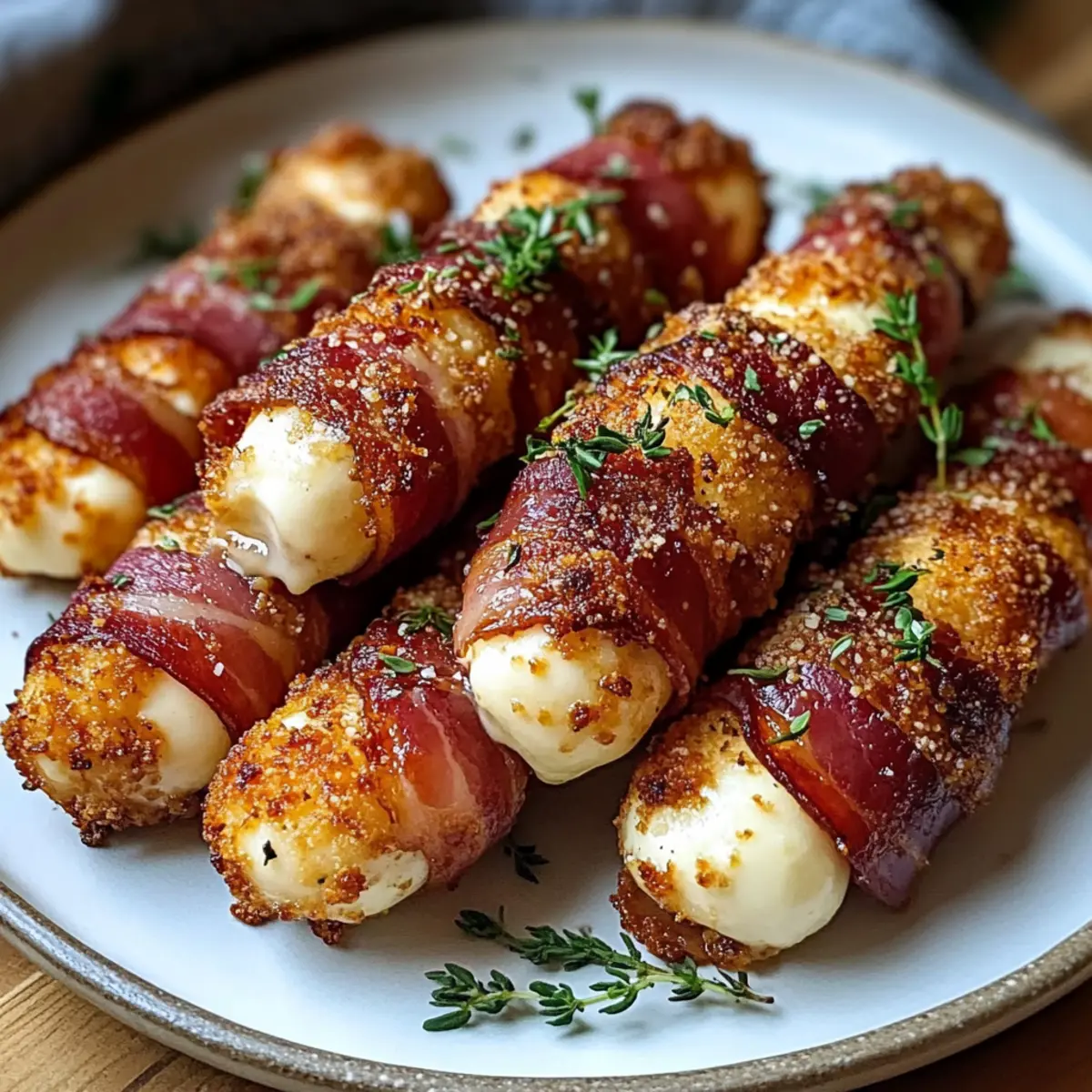 Low Carb Nashville Hot Bacon Wrapped Mozzarella Sticks