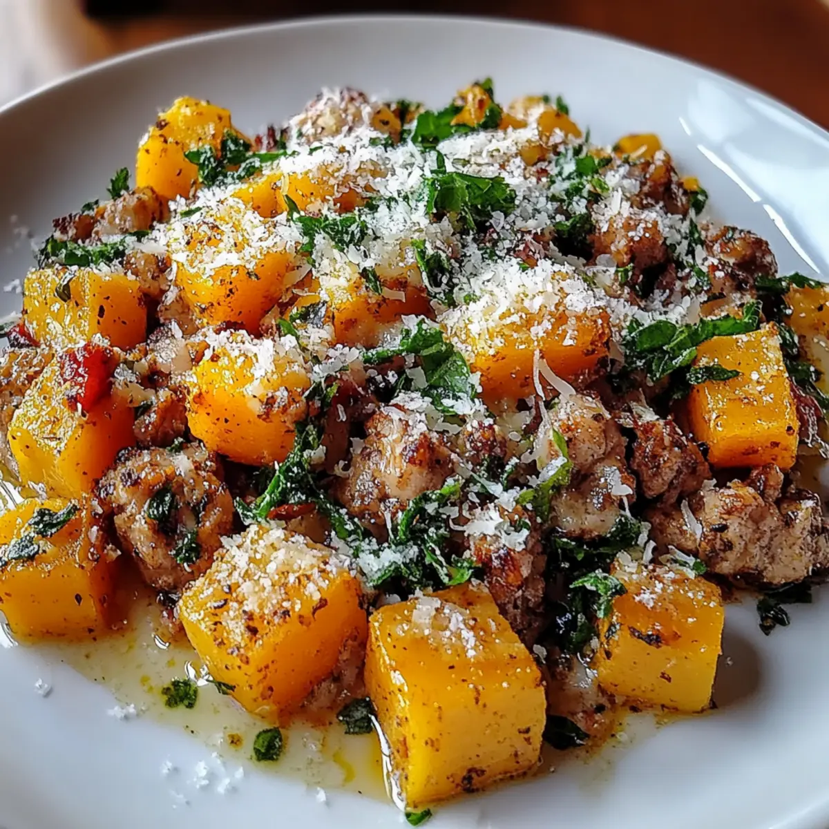 Roasted Butternut Squash With Ground Turkey