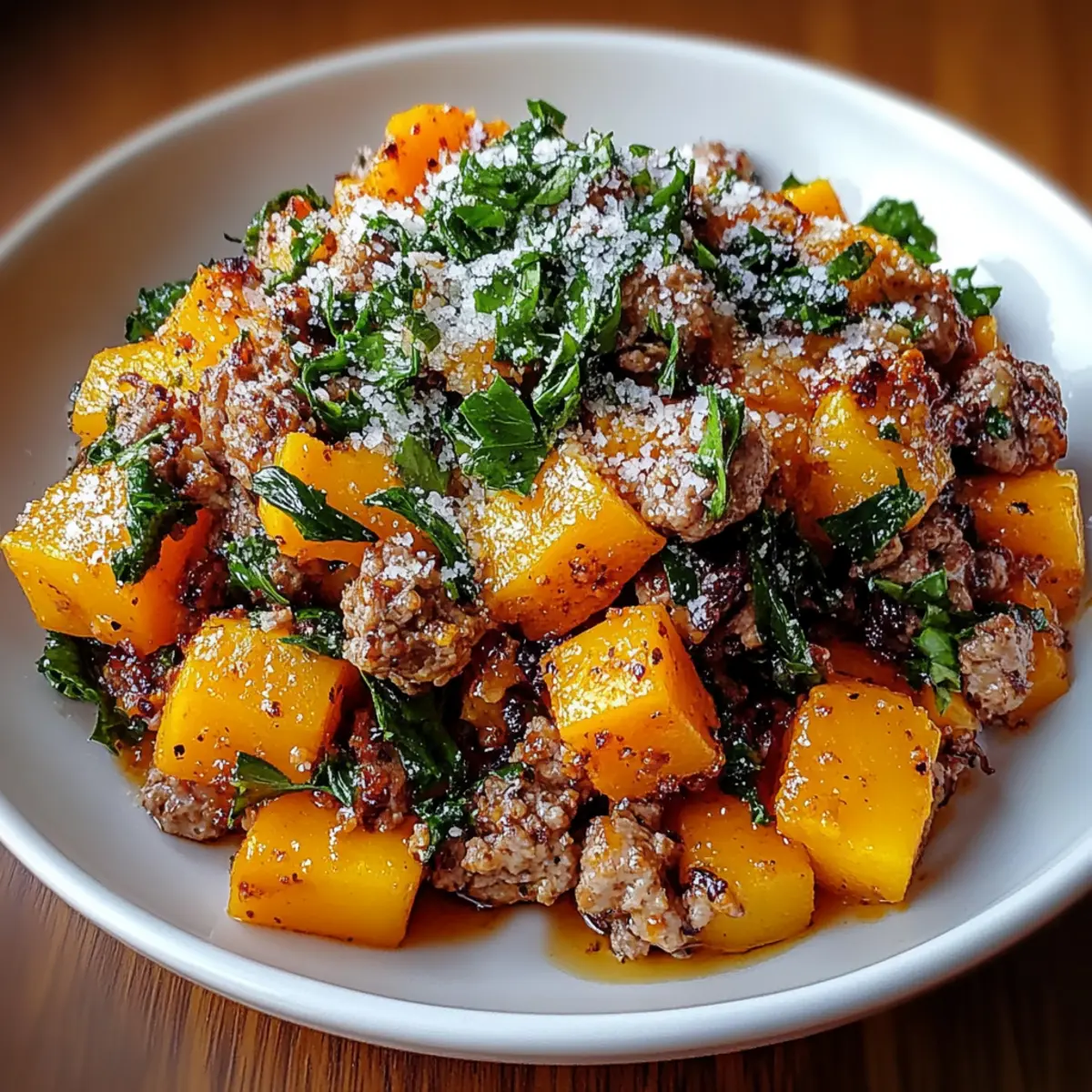 Roasted Butternut Squash With Ground Turkey