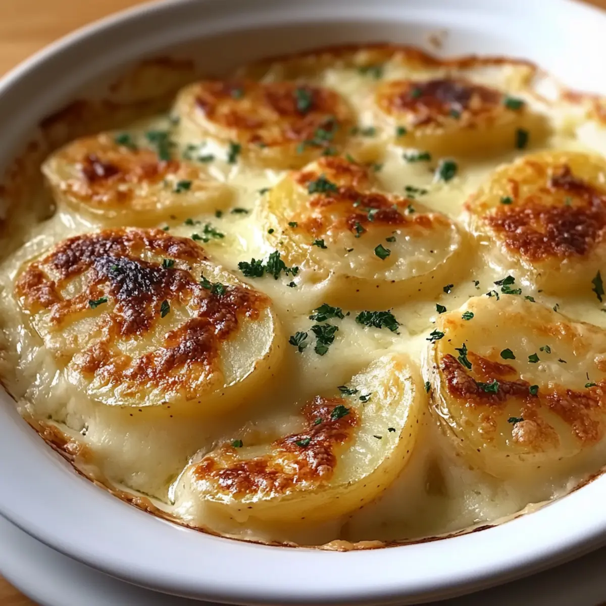 Roasted Garlic Potatoes au Gratin
