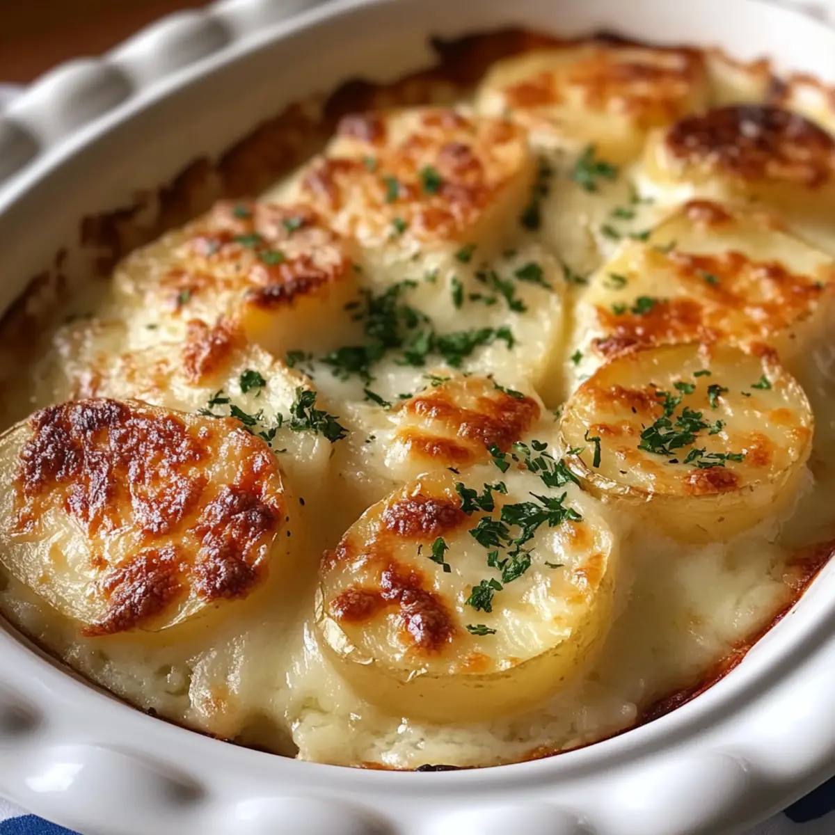 Roasted Garlic Potatoes au Gratin