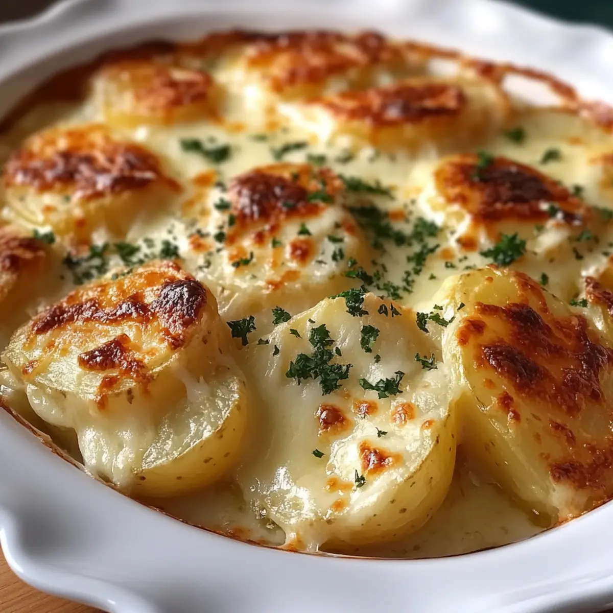 Roasted Garlic Potatoes au Gratin