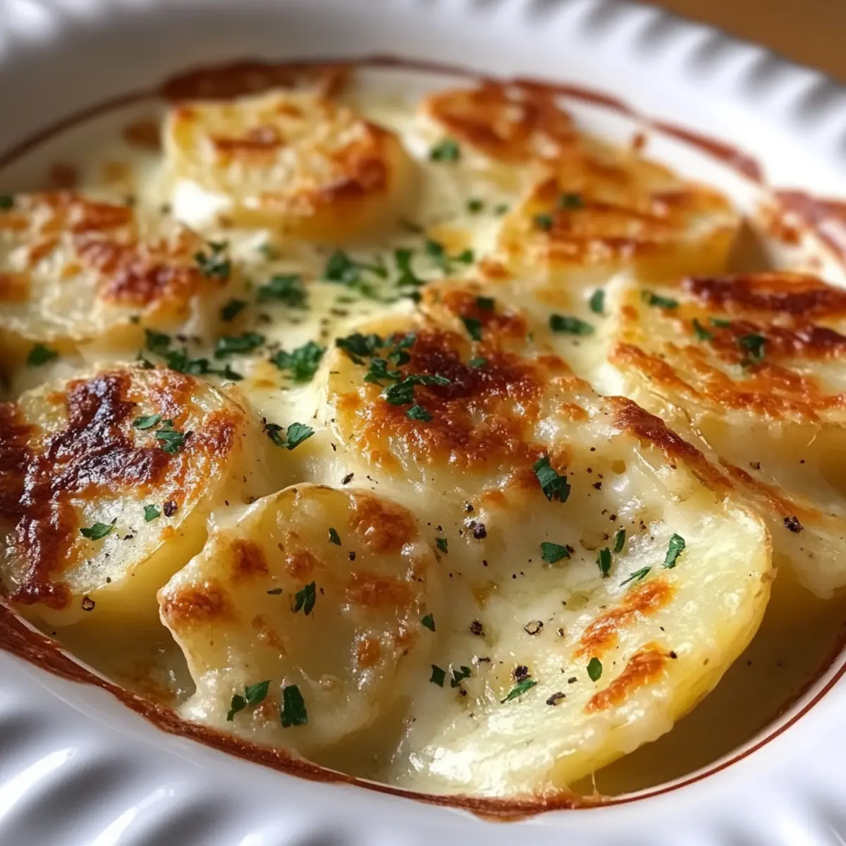 Roasted Garlic Potatoes au Gratin