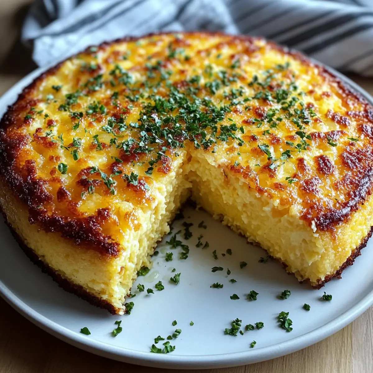 Savory Baked Corn Pudding with Cheddar and Herbs
