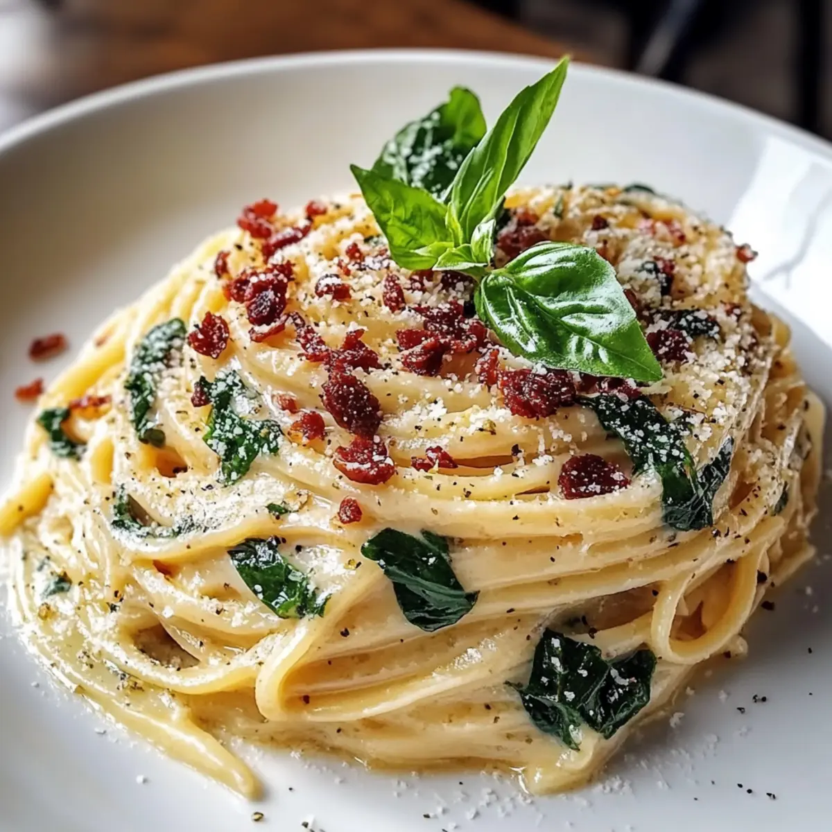 Spaghetti & Spinach with Sun-Dried Tomato Cream Sauce