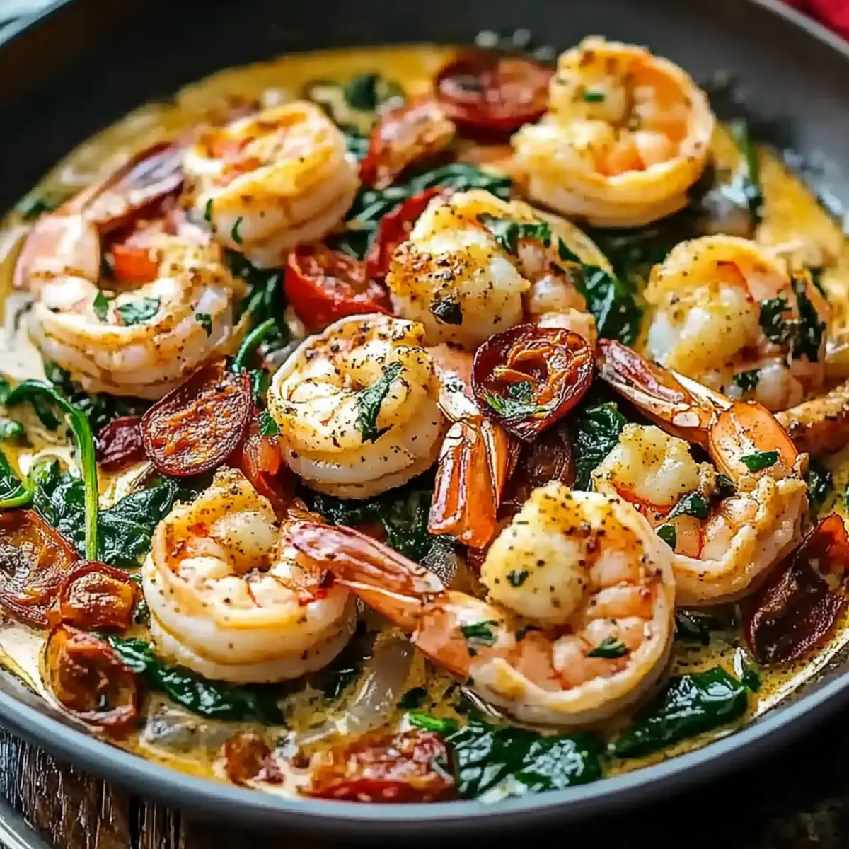 Tuscan Shrimp with Spinach, Artichokes