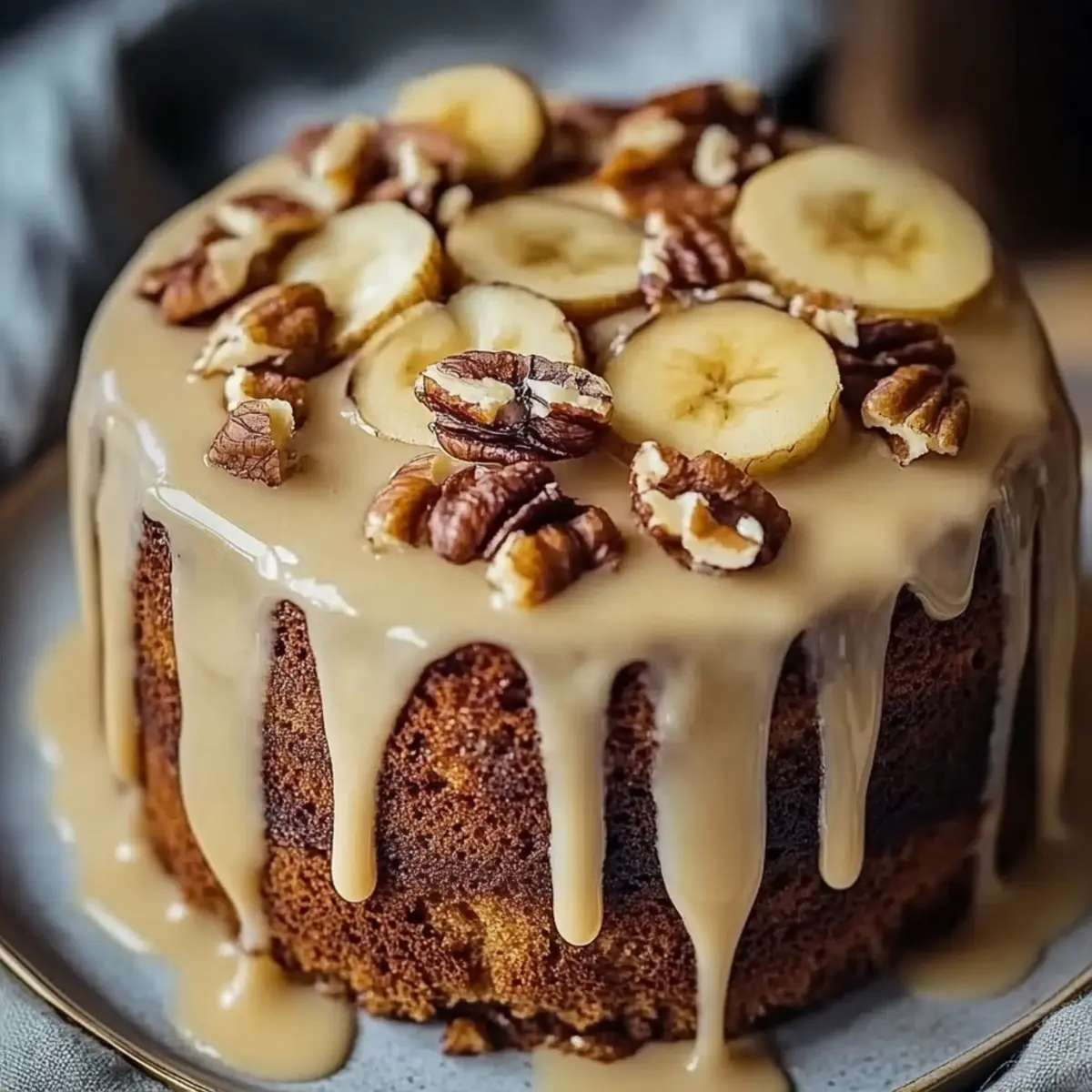 Vanilla Banana Walnut Cake
