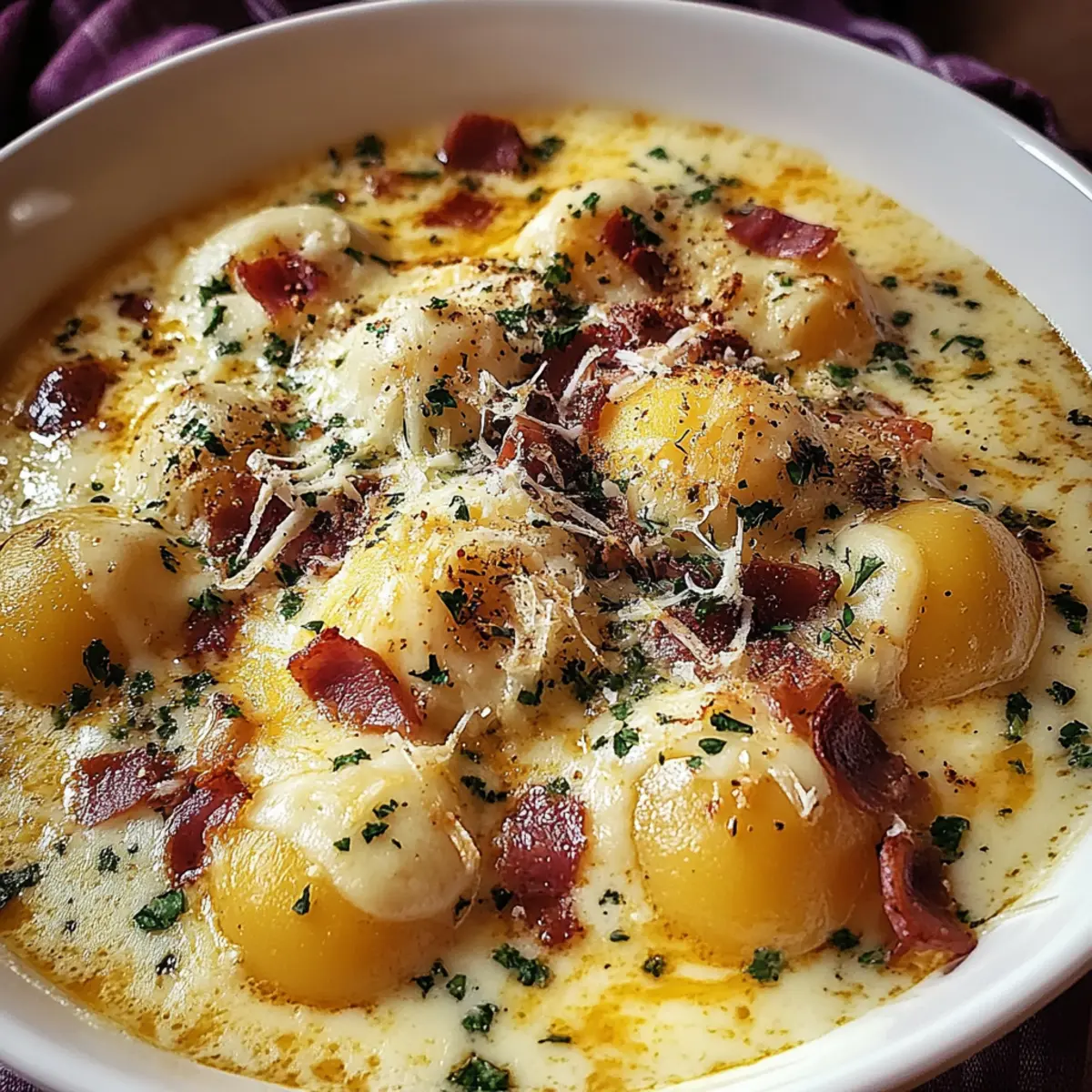 Bacon Cheddar Gnocchi Soup