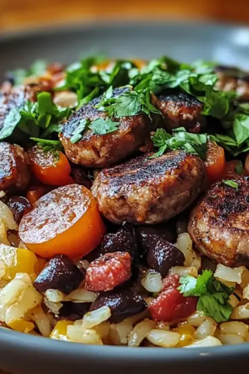 Black Beans, Sausage and Rice Skillet