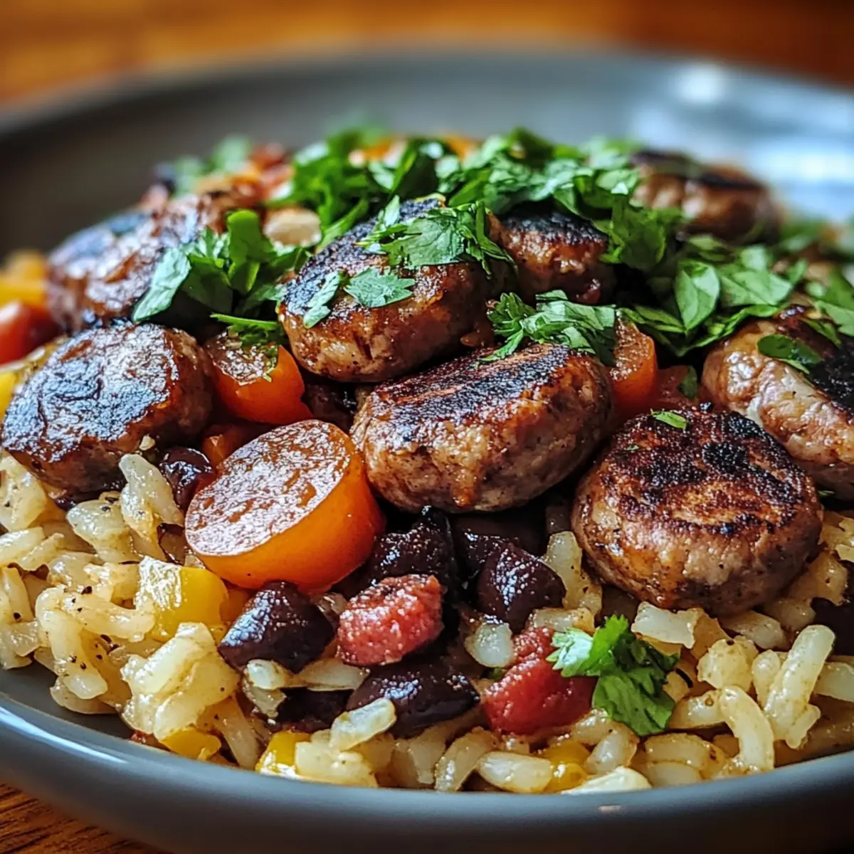 Black Beans, Sausage and Rice Skillet