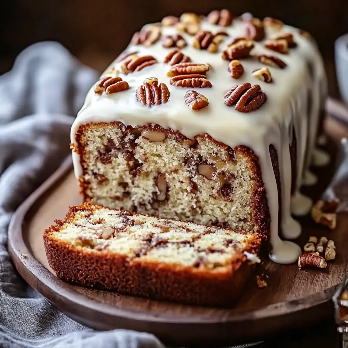 Butter Pecan Cake Loaf with Cream Cheese Icing