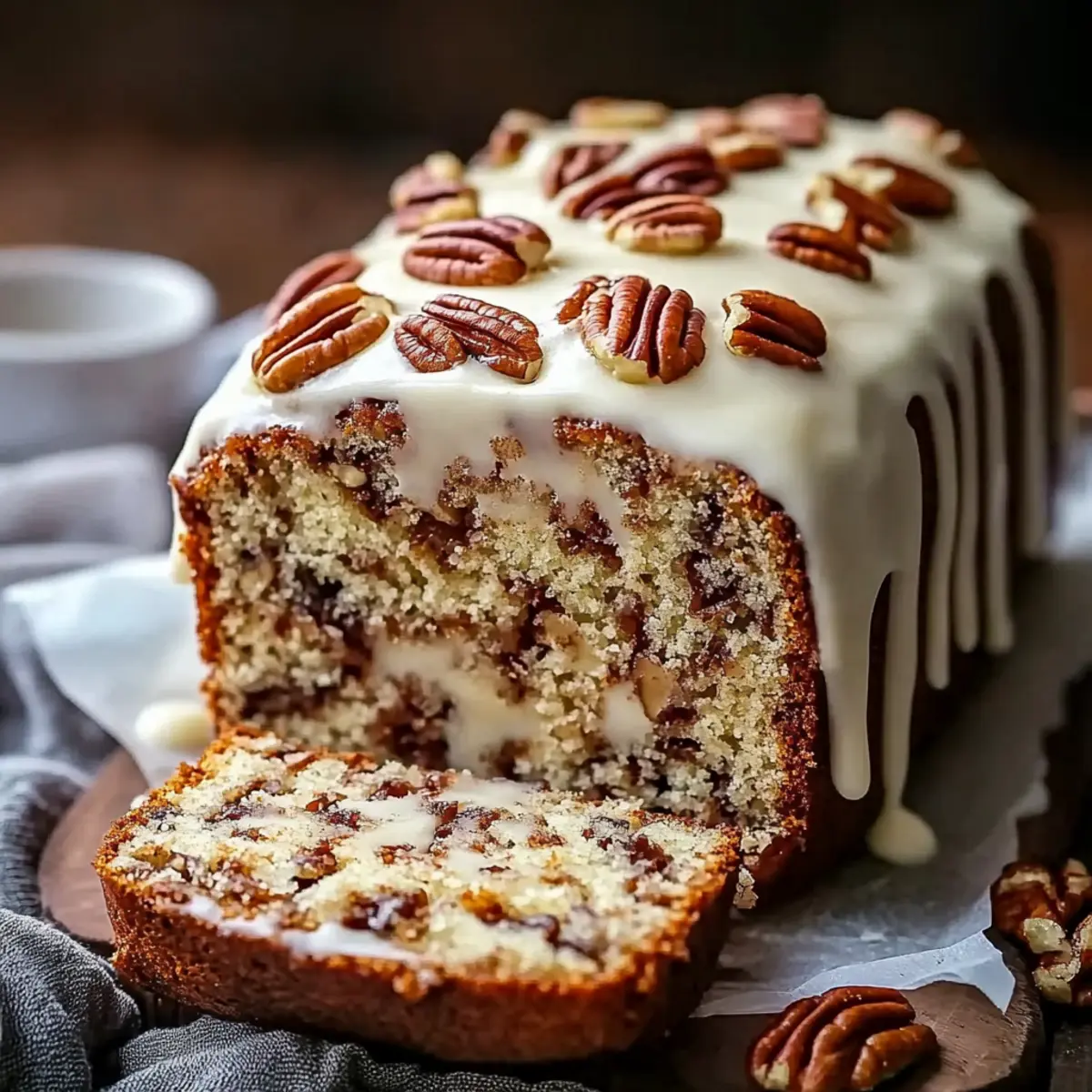 Butter Pecan Cake Loaf with Cream Cheese Icing