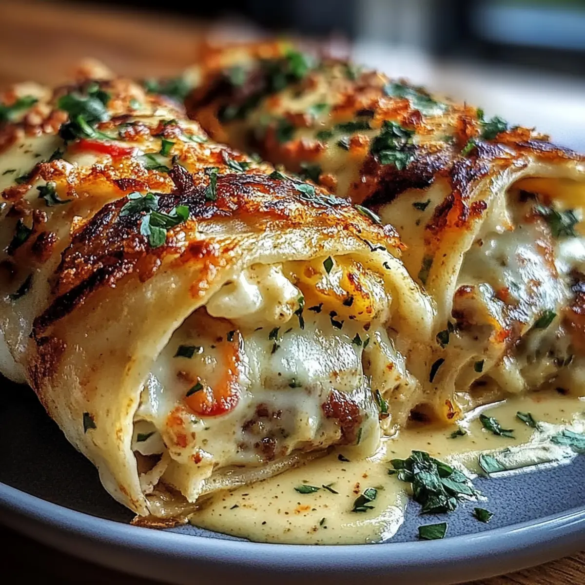 Cheesy Shrimp Alfredo Roll-Ups