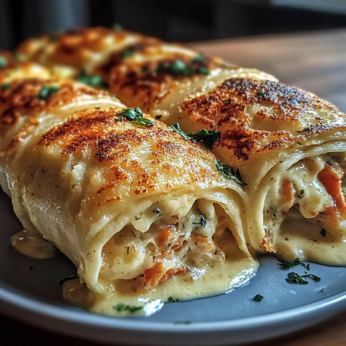 Cheesy Shrimp Alfredo Roll-Ups