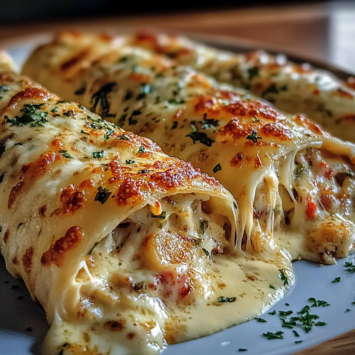 Cheesy Shrimp Alfredo Roll-Ups
