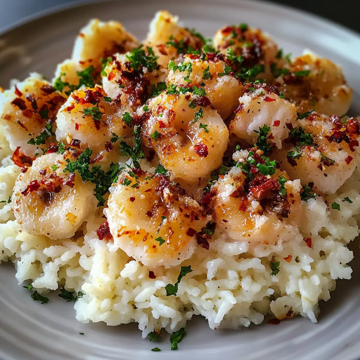 Chicken Scampi with Garlic Parmesan Rice