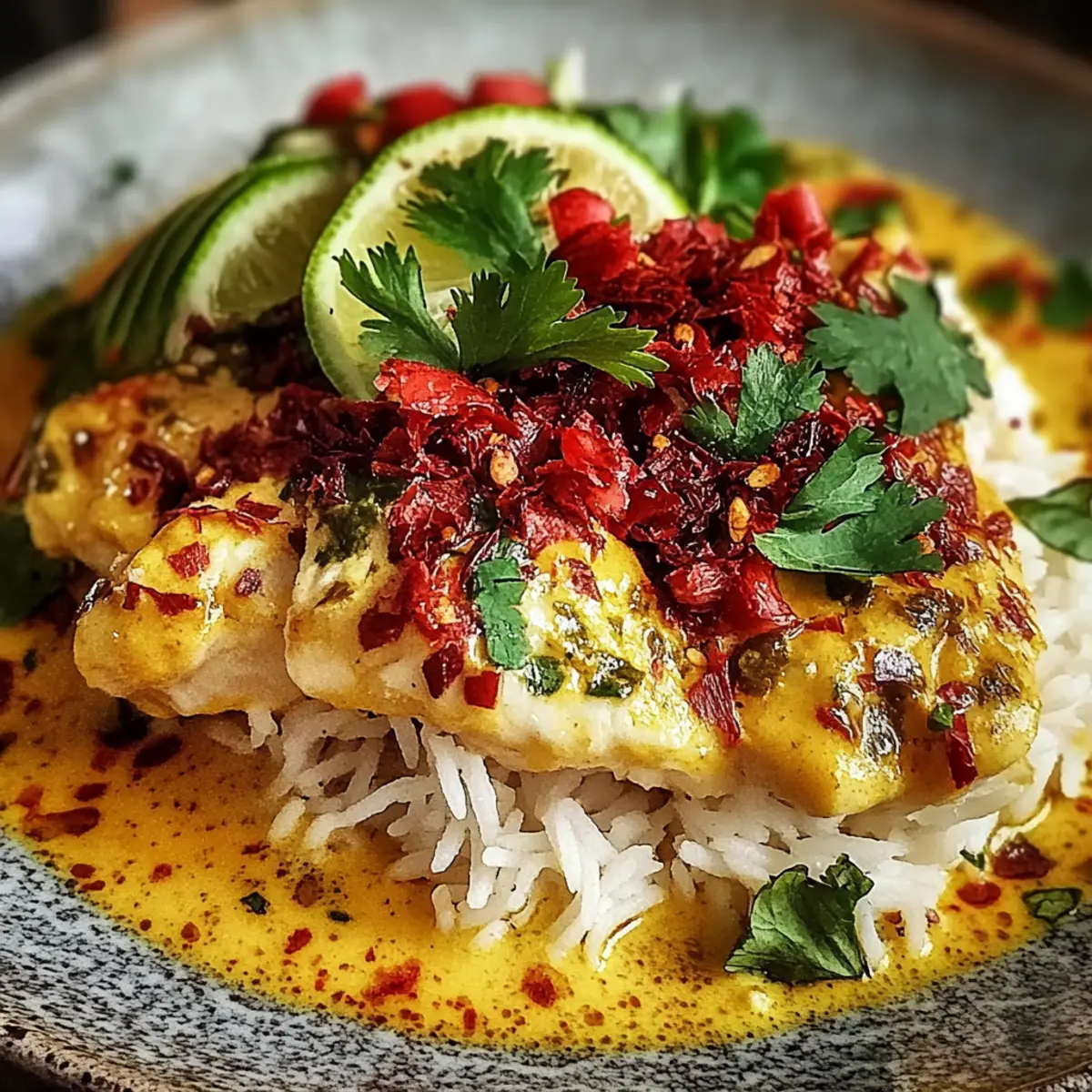 Coconut Lime Fish Curry with Jasmine Rice