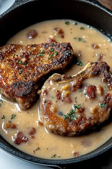 Country Fried Pork Chops with Bacon Gravy