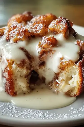 Creamy Eggnog Donut Bread Pudding