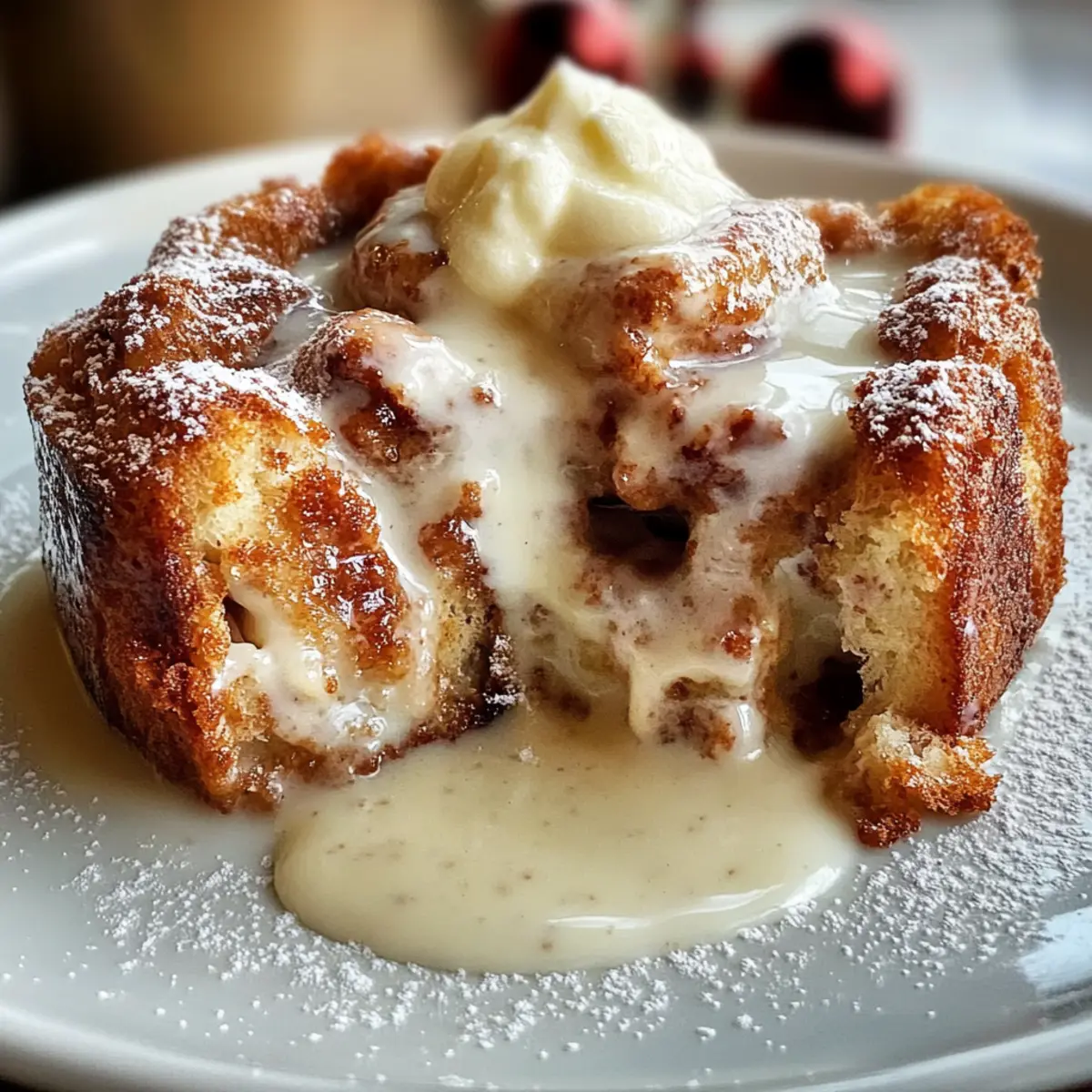 Creamy Eggnog Donut Bread Pudding