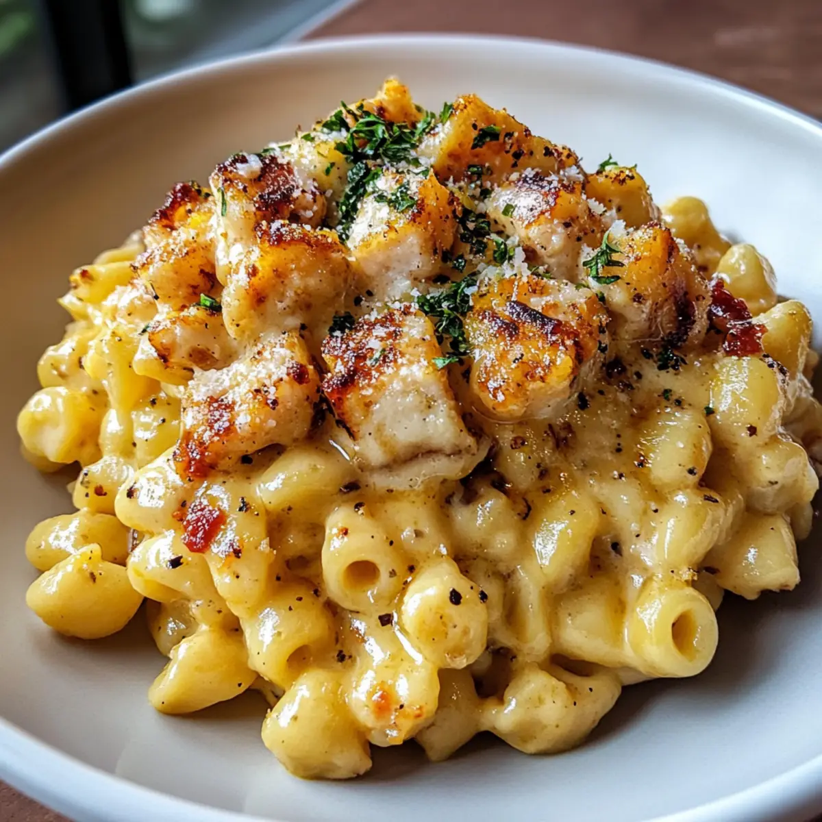 Creamy Honey Pepper Chicken Mac and Cheese