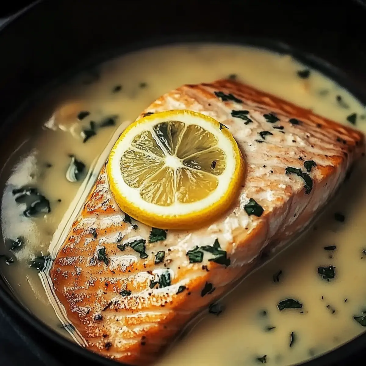 Creamy Lemon Garlic Salmon Piccata