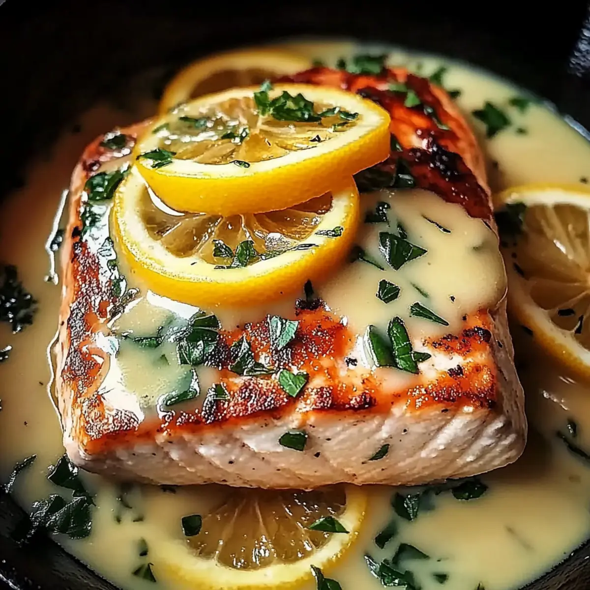 Creamy Lemon Garlic Salmon Piccata