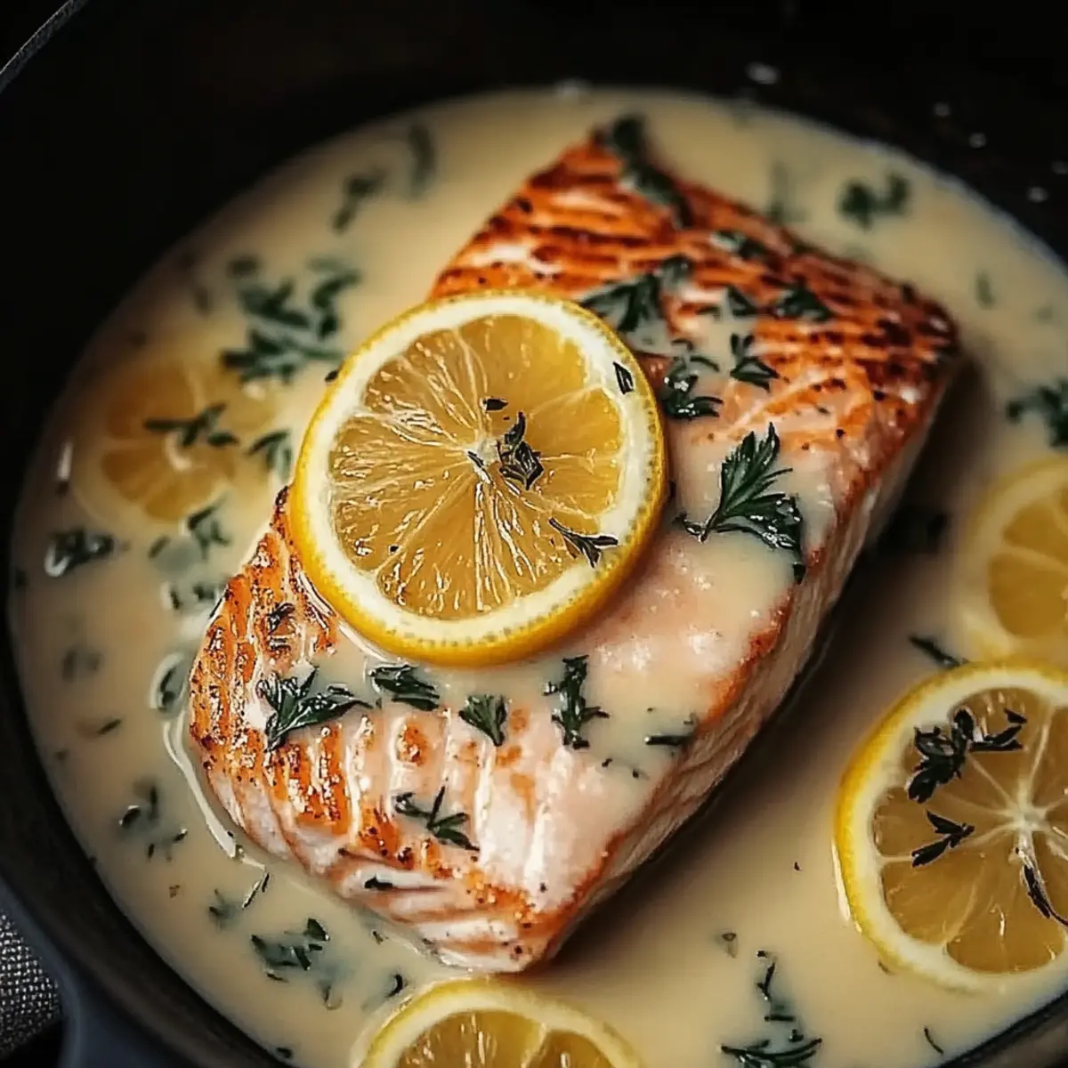Creamy Lemon Garlic Salmon Piccata