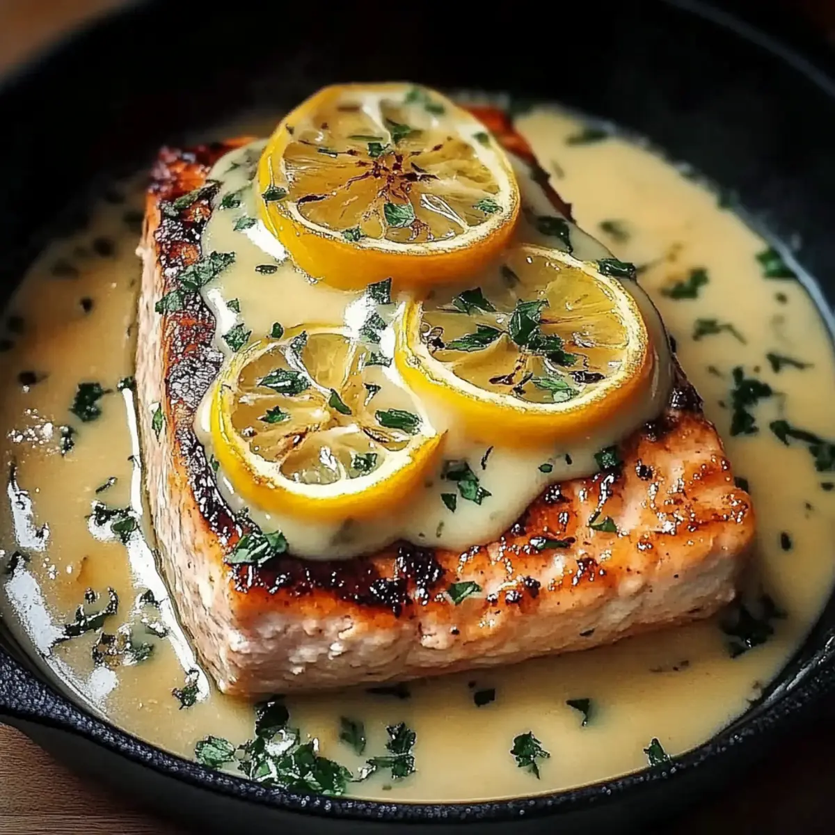 Creamy Lemon Garlic Salmon Piccata
