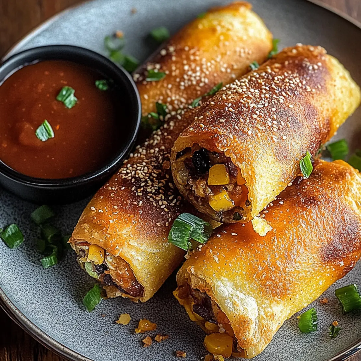 Crispy Baked Southwest Chicken Eggrolls with Spicy Dipping Sauce