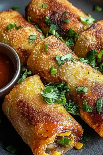 Crispy Baked Southwest Chicken Eggrolls with Spicy Dipping Sauce