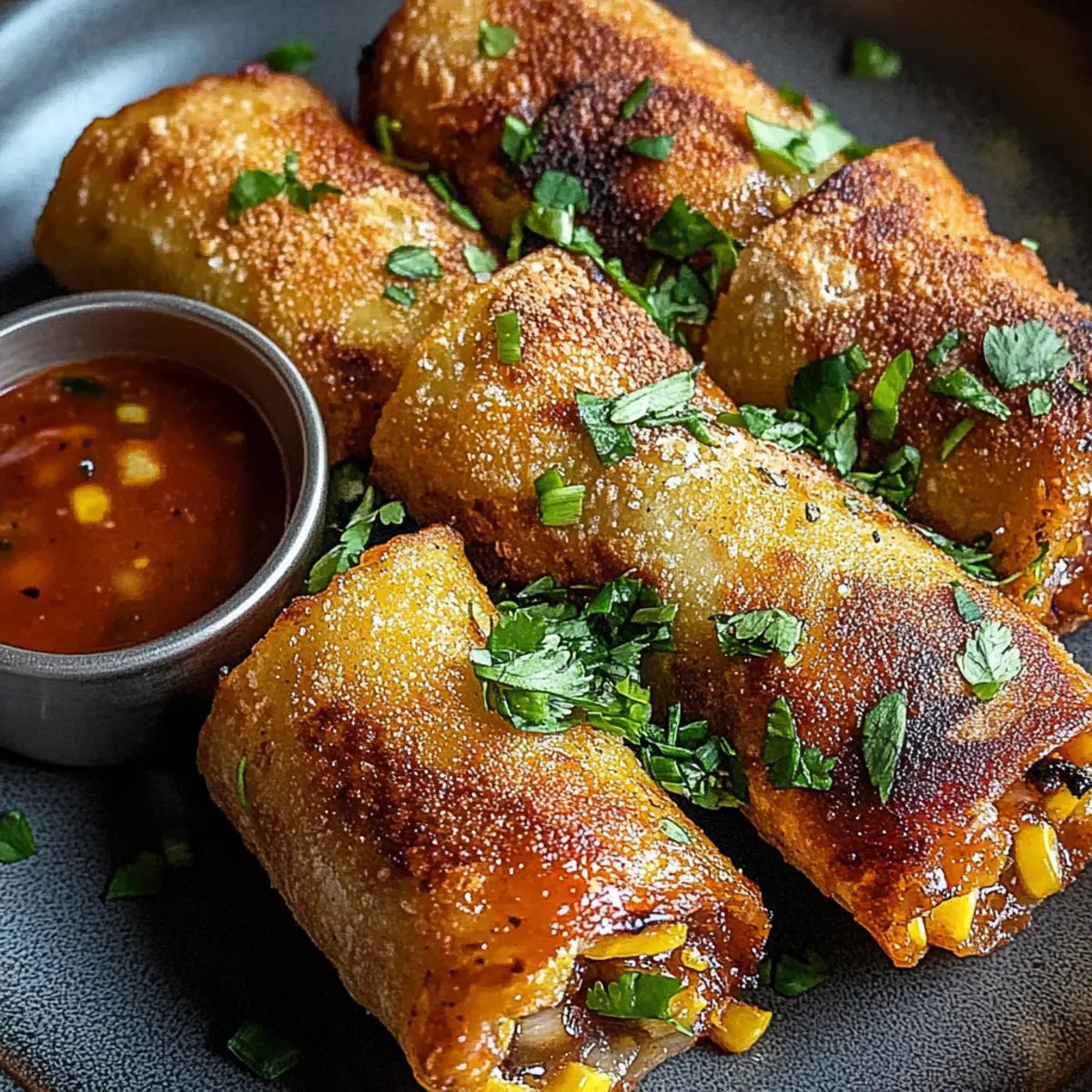 Crispy Baked Southwest Chicken Eggrolls with Spicy Dipping Sauce