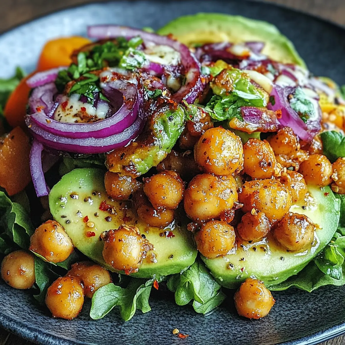 Divorce Salad with Spicy Chickpeas and Tangy Avocado Dressing