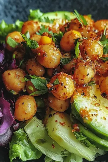 Divorce Salad with Spicy Chickpeas and Tangy Avocado Dressing