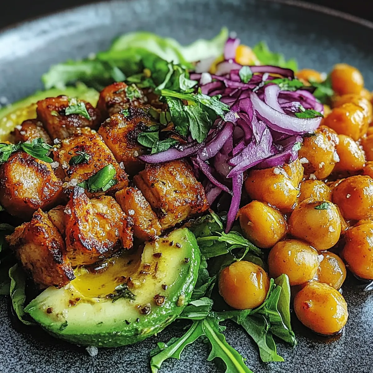 Divorce Salad with Spicy Chickpeas and Tangy Avocado Dressing