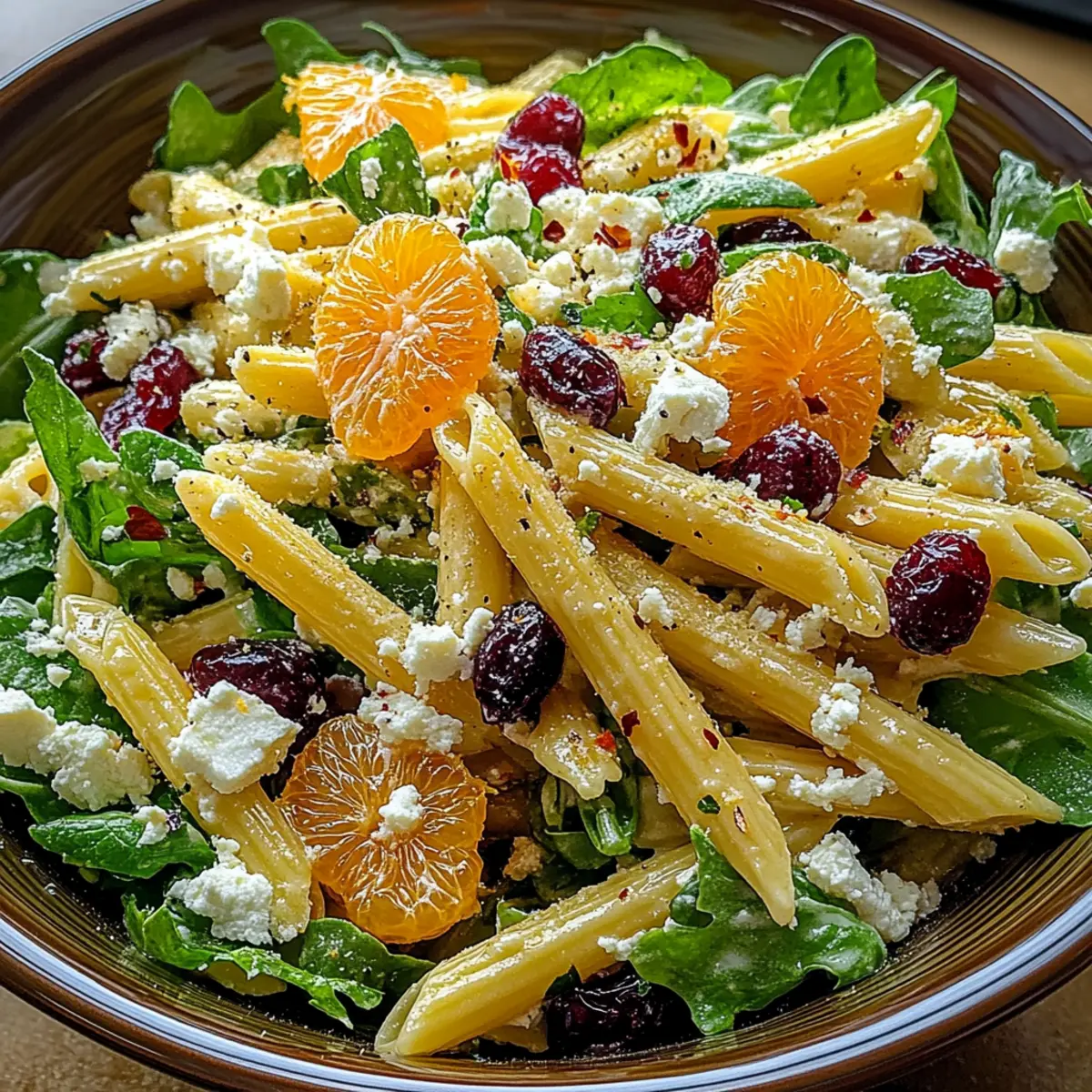 Feta & Cranberry Penne Salad with Orange Vinaigrette