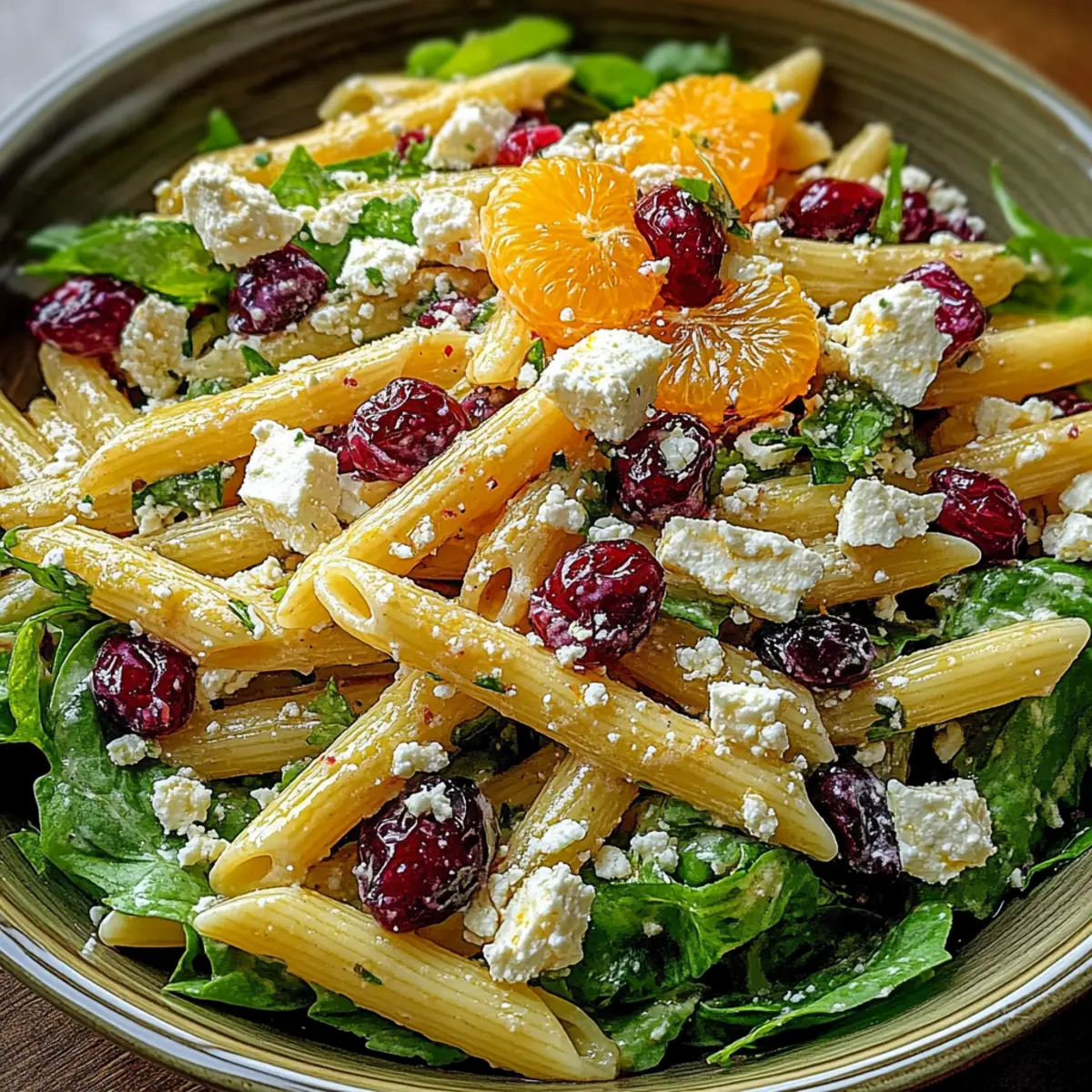 Feta & Cranberry Penne Salad with Orange Vinaigrette