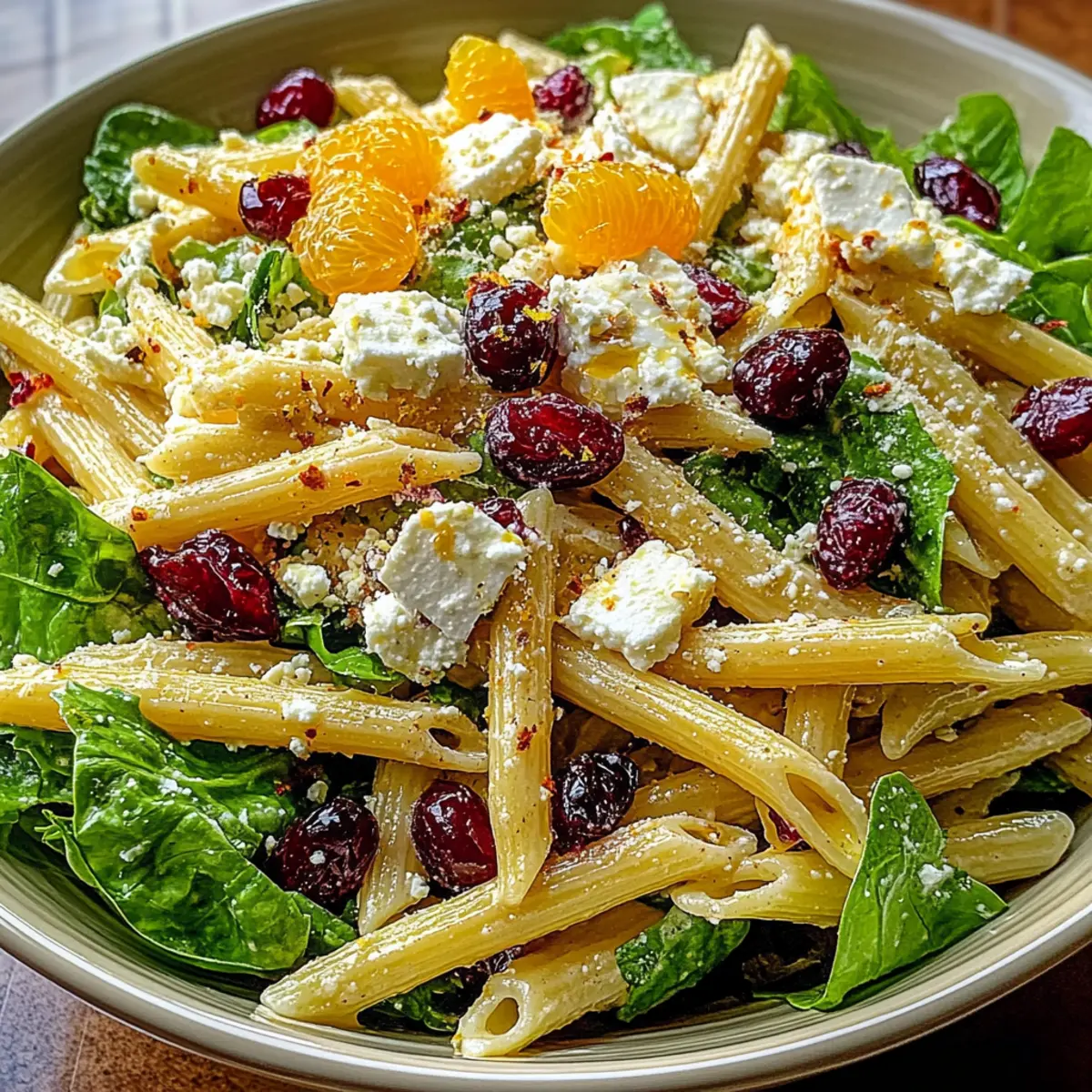 Feta & Cranberry Penne Salad with Orange Vinaigrette