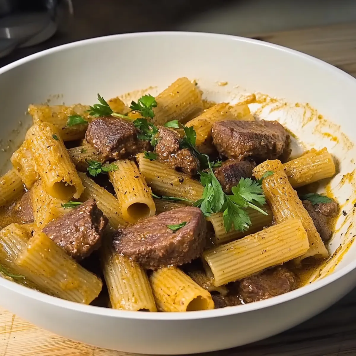 Garlic Butter Steak Rigatoni