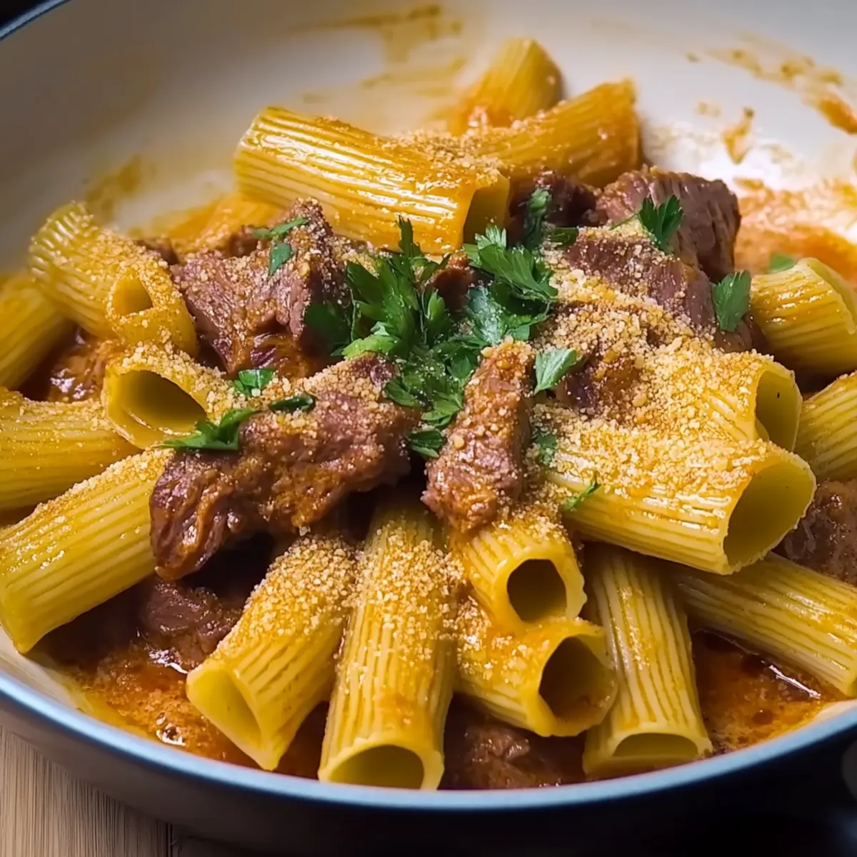 Garlic Butter Steak Rigatoni