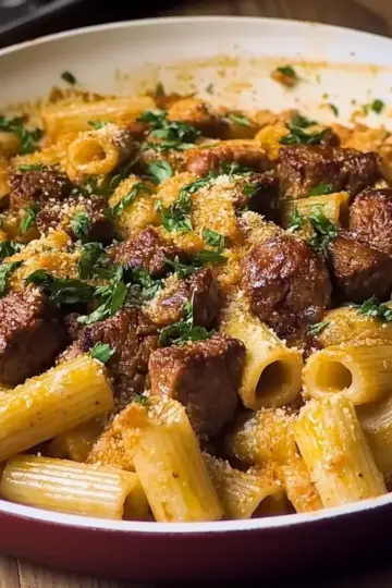 Garlic Butter Steak Rigatoni