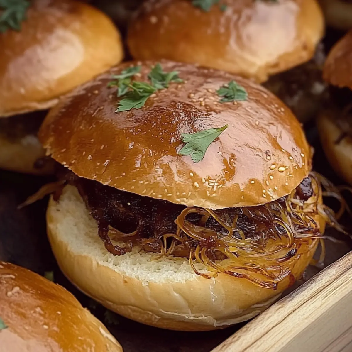 Garlic Pulled Beef Sliders