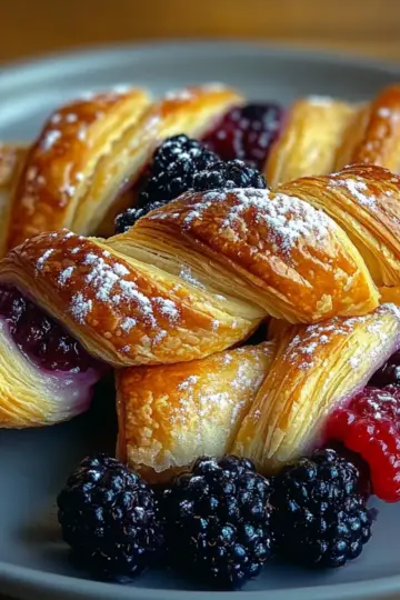 Golden Flaky Berry Puff Pastry Twists