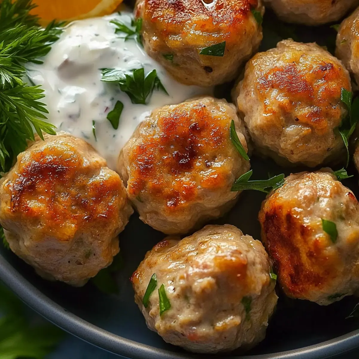 Greek Turkey Meatballs with Tzatziki