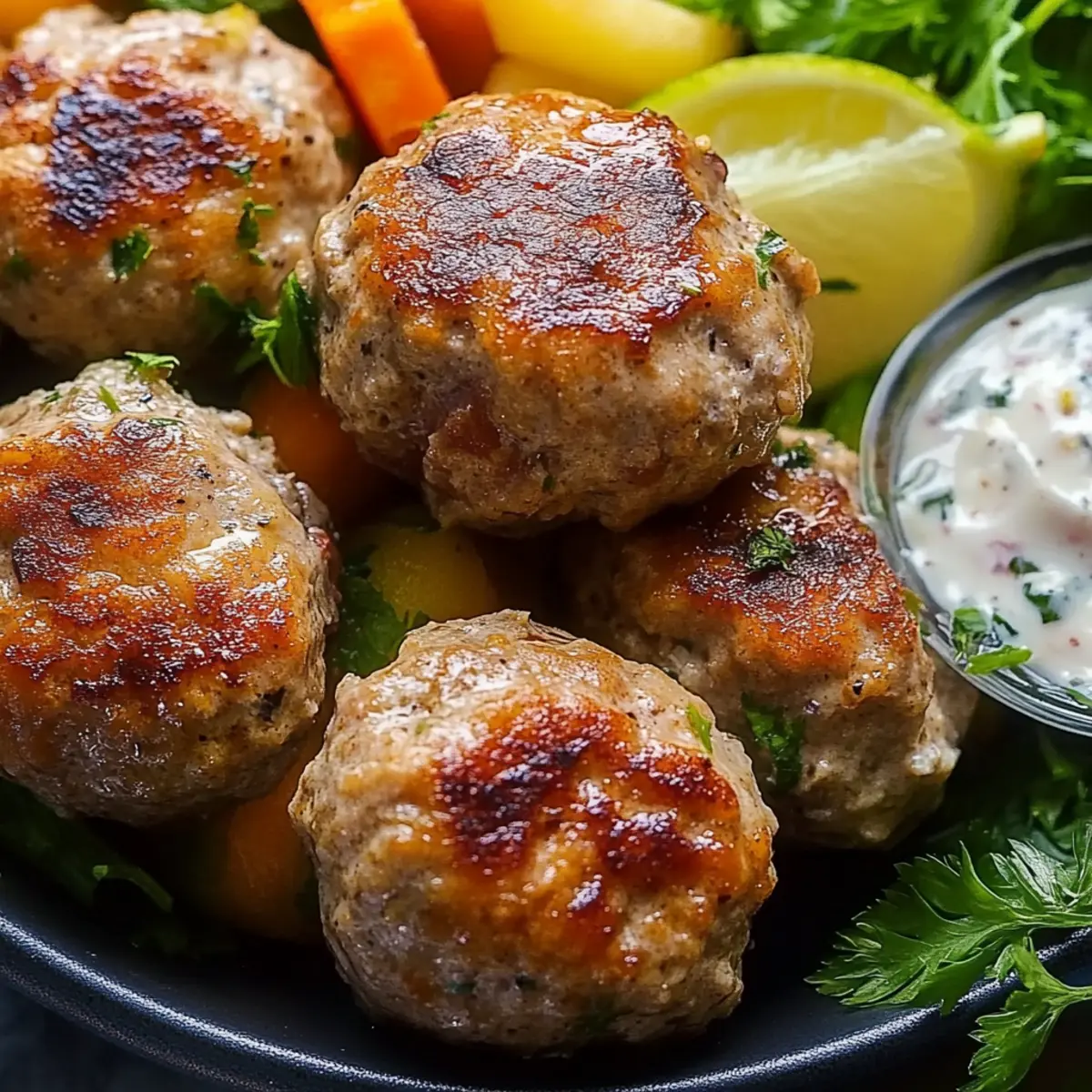 Greek Turkey Meatballs with Tzatziki