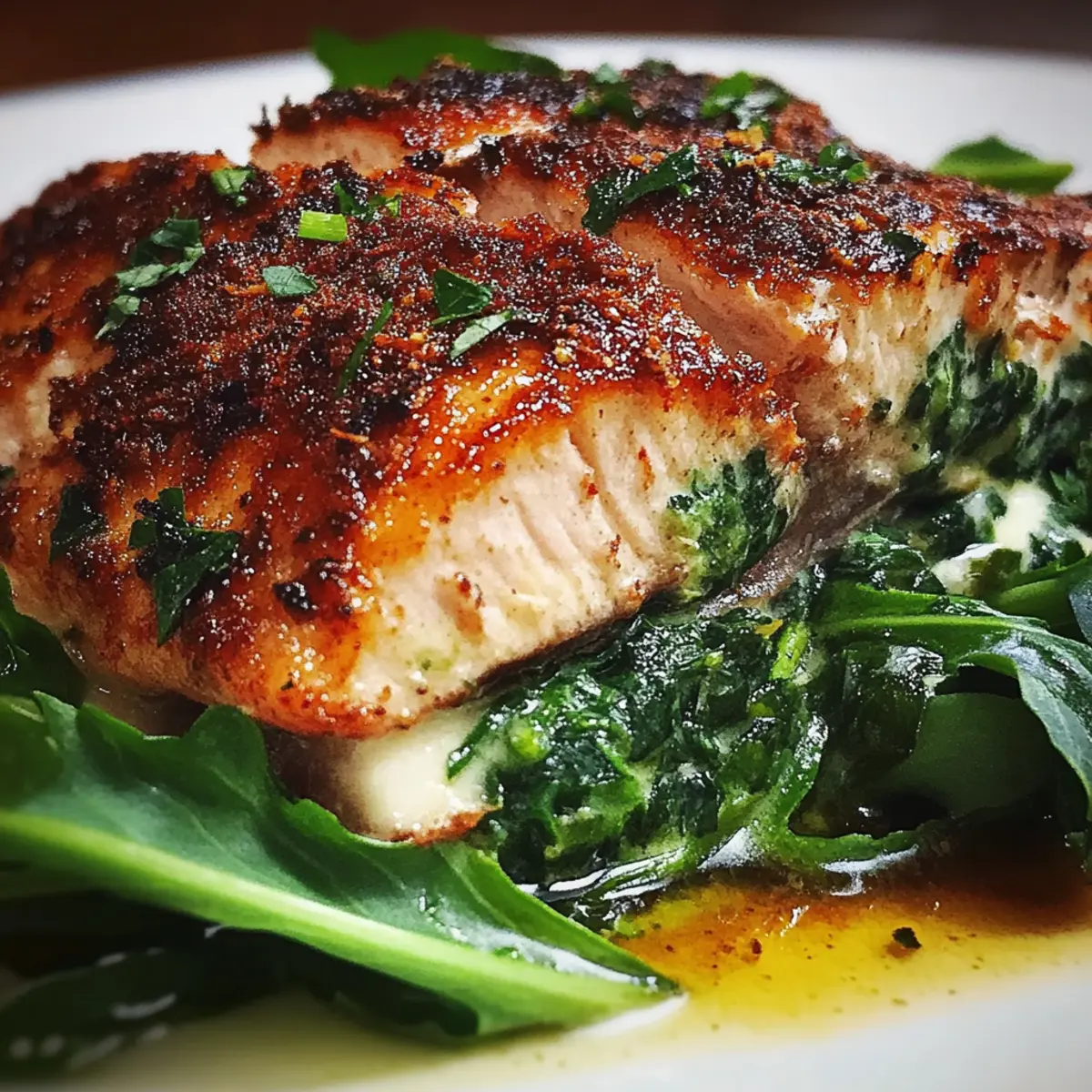 Healthy Blackened Salmon with Spinach & Parmesan Filling